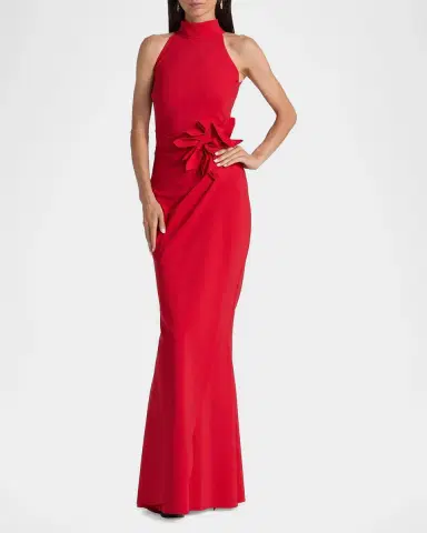 Chiara Boni La Petite Robe Gudruly Floral-Appliqué Halterneck Gown | Thumbnail 2 Chiara Boni La Petite Robe Gudruly Floral-Appliqué Halterneck Gown | Thumbnail 2
