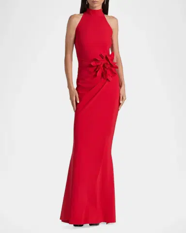 Chiara Boni La Petite Robe Gudruly Floral-Appliqué Halterneck Gown | Thumbnail 4 Chiara Boni La Petite Robe Gudruly Floral-Appliqué Halterneck Gown | Thumbnail 4