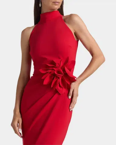 Chiara Boni La Petite Robe Gudruly Floral-Appliqué Halterneck Gown | Thumbnail 5 Chiara Boni La Petite Robe Gudruly Floral-Appliqué Halterneck Gown | Thumbnail 5