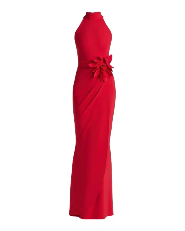 Chiara Boni La Petite Robe Gudruly Floral-Appliqué Halterneck Gown