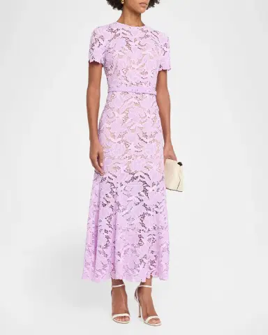 Self-Portrait Belted Lace Midi Dress | Thumbnail 4 Self-Portrait Belted Lace Midi Dress | Thumbnail 4