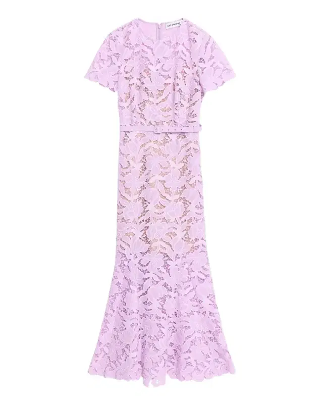 Self-Portrait Belted Lace Midi Dress