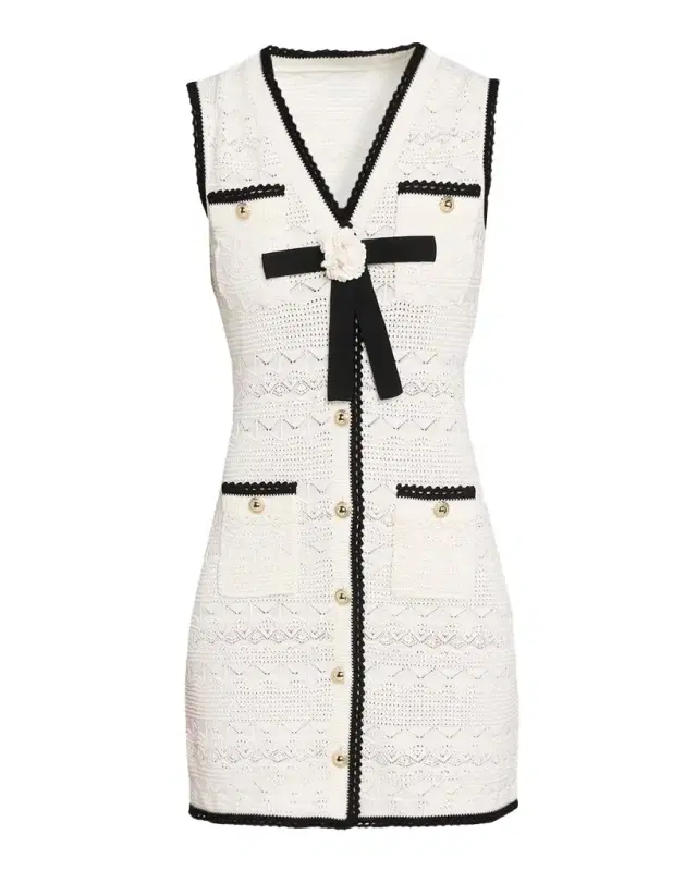 Self-Portrait Pointelle-Knit Mini Dress