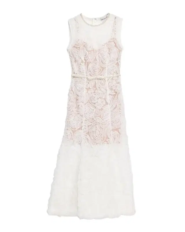 Self-Portrait Tulle Lace Rose Applique Midi Dress