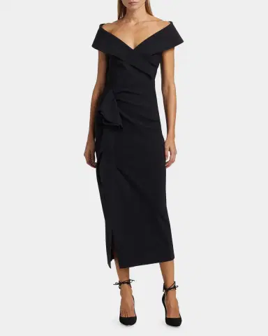 Chiara Boni La Petite Robe Norshana Portrait-Neck Cocktail Dress | Thumbnail 4 Chiara Boni La Petite Robe Norshana Portrait-Neck Cocktail Dress | Thumbnail 4