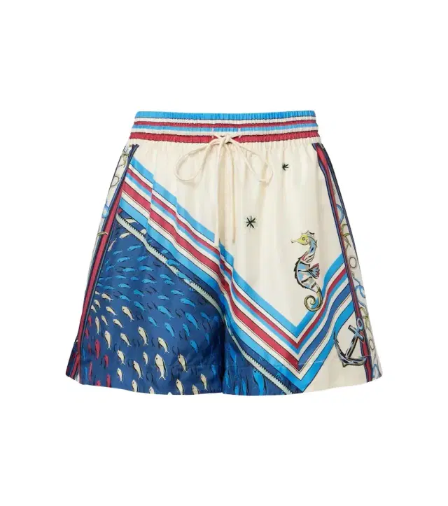 Alemais Alémais Apollo printed silk satin shorts