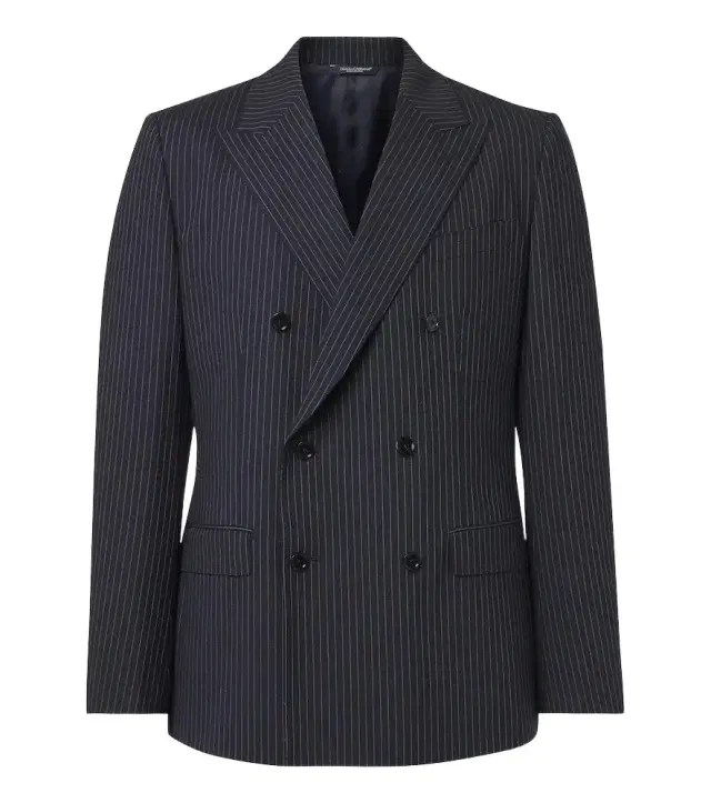 Pinstripe double-breasted wool-blend blazer