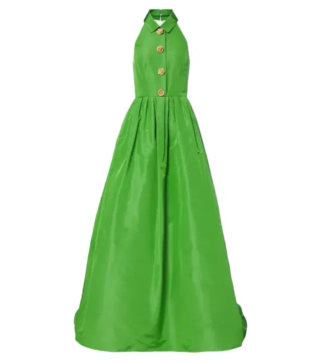 Embellished pleated silk gown