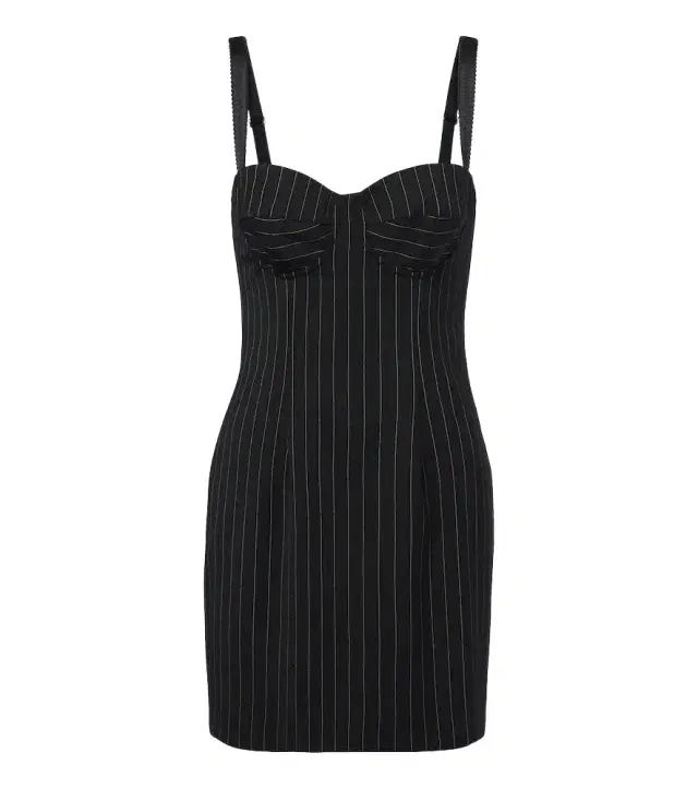 Dolce & Gabbana Pinstriped wool and silk-blend bustier dress