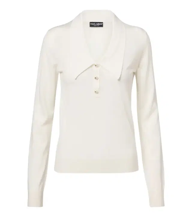 Dolce & Gabbana Embellished cashmere-blend polo sweater
