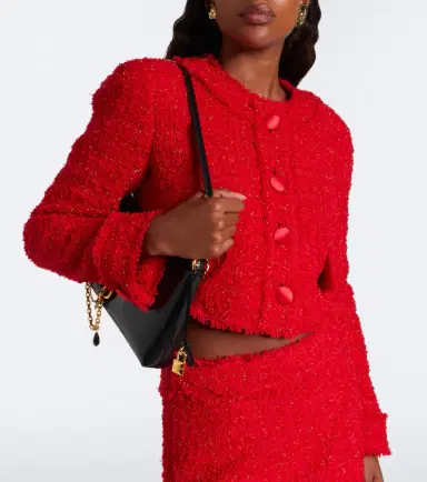 Dolce & Gabbana Cropped cotton-blend tweed jacket | Thumbnail 6