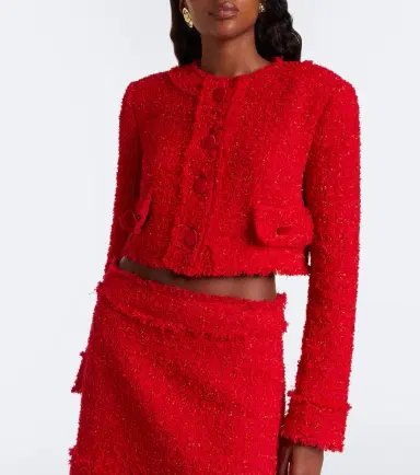 Dolce & Gabbana Cropped cotton-blend tweed jacket | Thumbnail 7