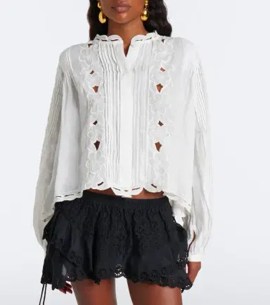 Isabel Marant Rubra broderie anglaise ramie blouse | Thumbnail 3