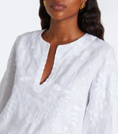 Eres Aigue-Marine embroidered linen minidress | Thumbnail 3