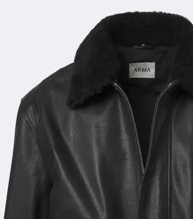 ARMA Bari teddy-trimmed leather blouson jacket | Thumbnail 2