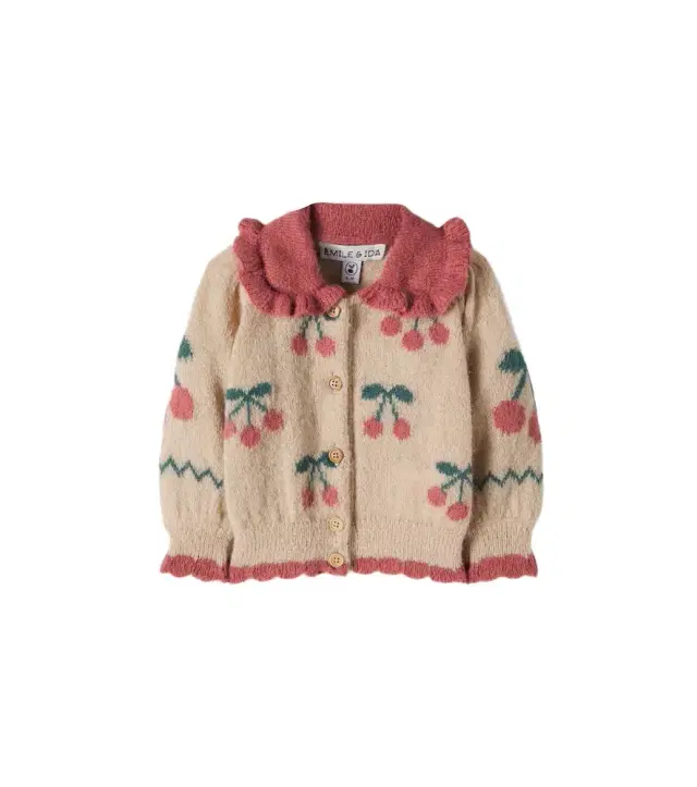 Emile et Ida Baby intarsia ruffled cardigan