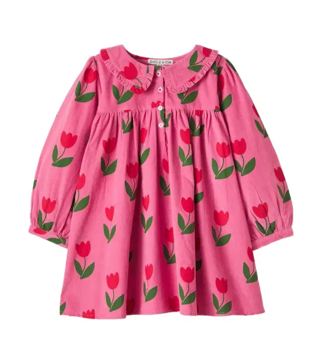 Emile et Ida Floral ruffled cotton corduroy dress