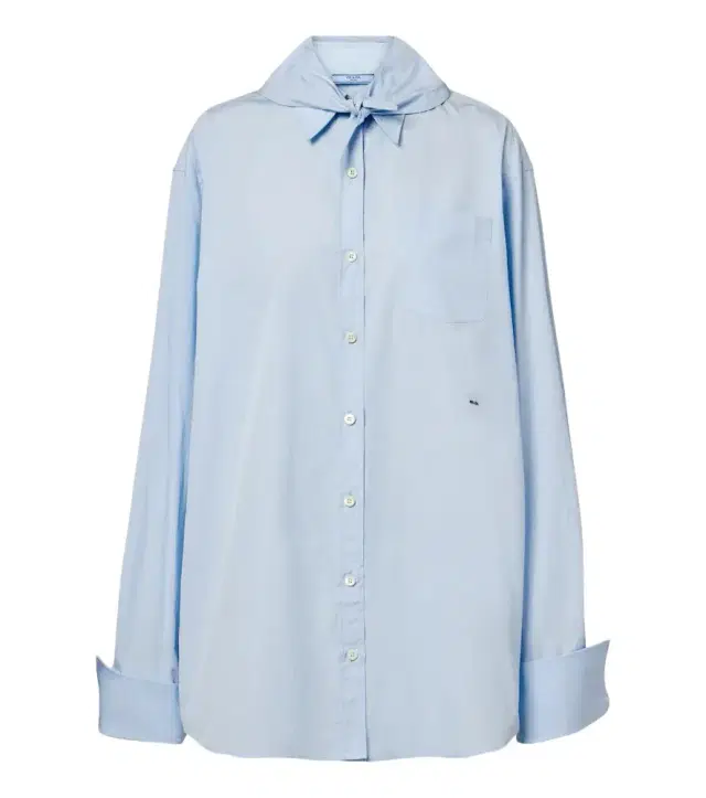 Prada Tie-neck cotton poplin shirt