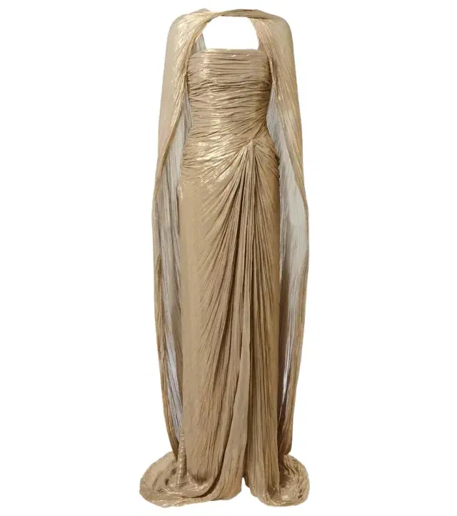 Marmar Halim Pleated caped bustier gown