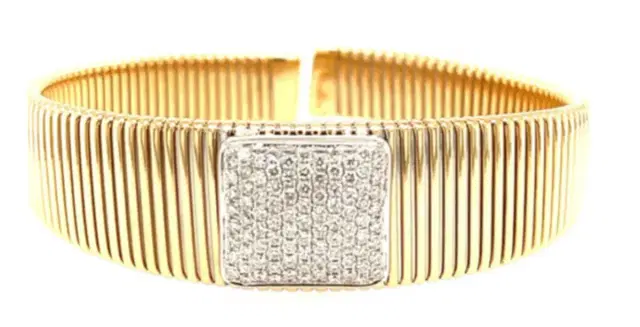 1.05ct Diamond 18K Gold Statement Bangle Bracelet