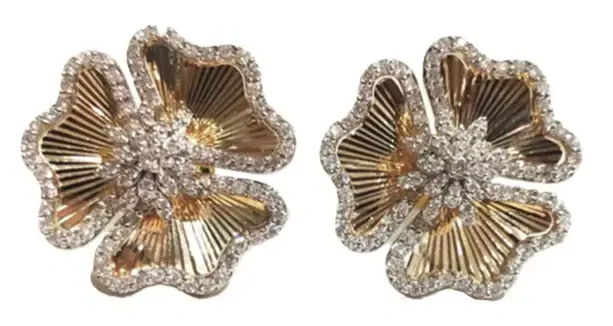 Wish Fine Jewelry 1.72ct Diamond 18K Gold Flower Earrings