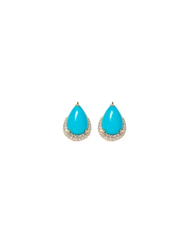 Wish Fine Jewelry 14.81ct Diamond Turquoise 18K Pear Stud Earrings | Thumbnail 1 Wish Fine Jewelry 14.81ct Diamond Turquoise 18K Pear Stud Earrings | Thumbnail 1