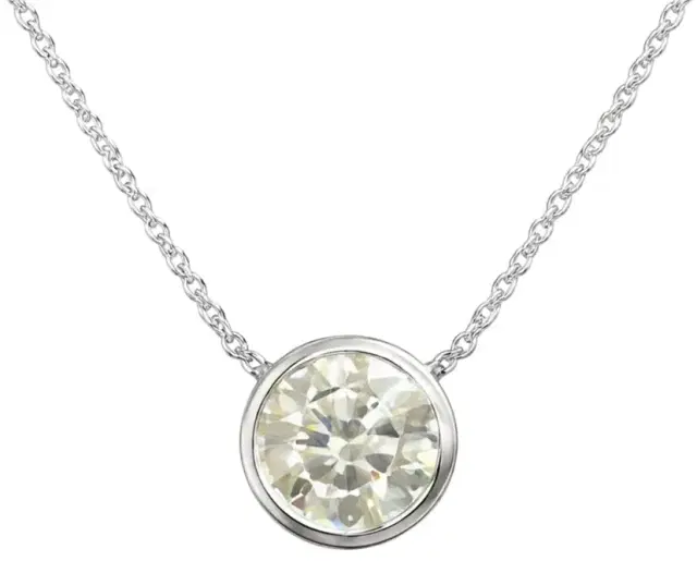 Wish Fine Jewelry 2.00ct Diamond 18K Gold Bezel Necklace