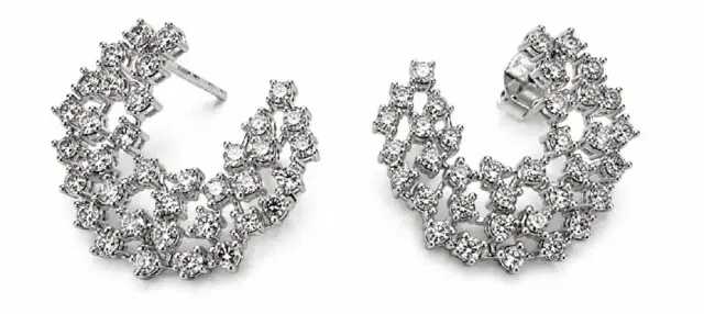 Wish Fine Jewelry 2.0ct Diamond 18K Gold Curved Earrings