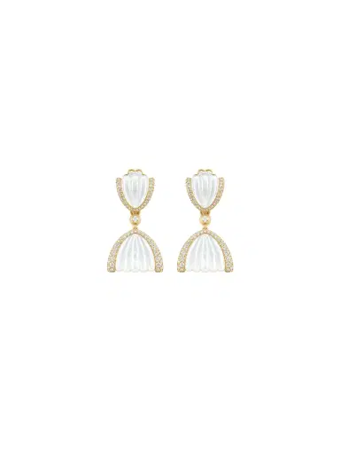 Wish Fine Jewelry 2.61ct Diamond Shell 18K Gold Drop Earrings | Thumbnail 1
