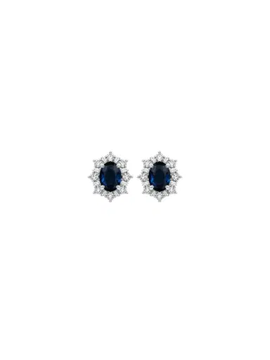 Wish Fine Jewelry 2.82ct Diamond Sapphire 18K Gold Halo Earrings | Thumbnail 1 Wish Fine Jewelry 2.82ct Diamond Sapphire 18K Gold Halo Earrings | Thumbnail 1