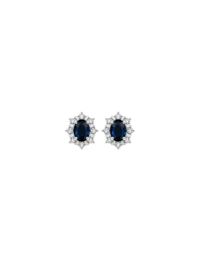 Wish Fine Jewelry 2.82ct Diamond Sapphire 18K Gold Halo Earrings