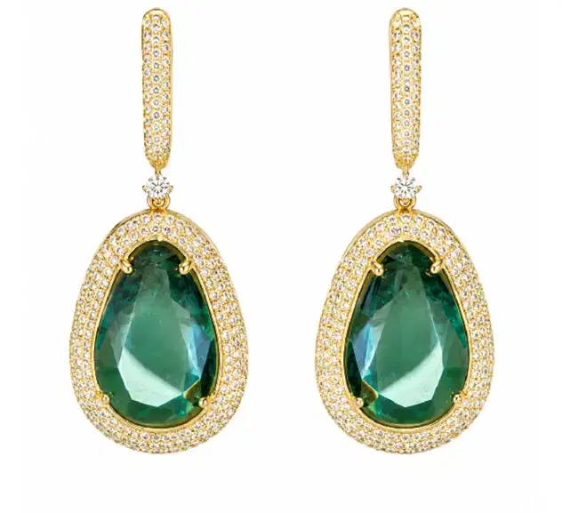 Wish Fine Jewelry 21.37ct Diamond Garnet 14K Gold Drop Earrings