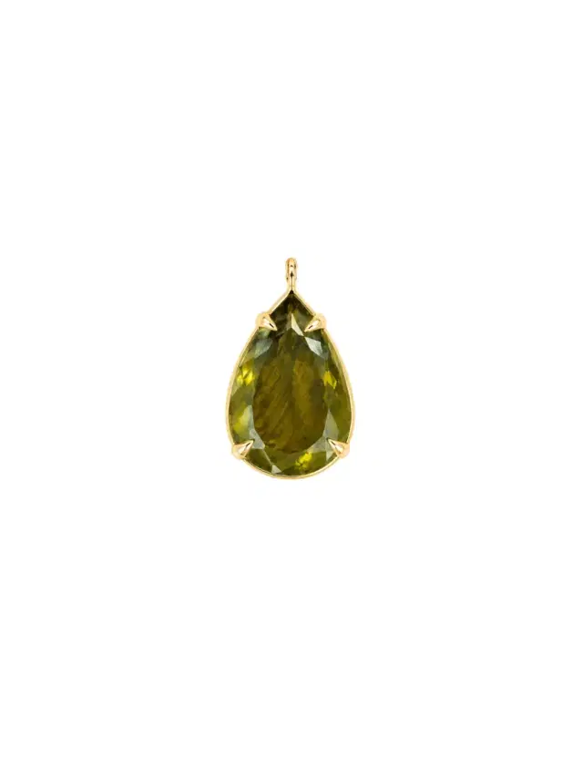 Wish Fine Jewelry 26.50ct Olive Quartz 18K Gold Statement Pendant