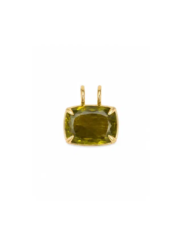 Wish Fine Jewelry 30.38ct Olive Quartz 18K Gold Cushion Statement Pendant
