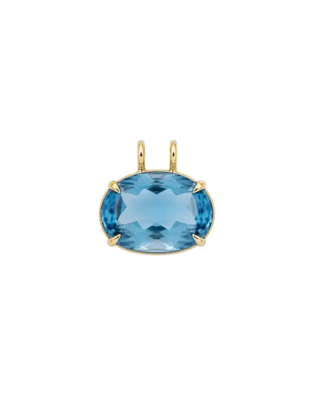 Wish Fine Jewelry 33ct Sky Blue Topaz 18K Gold Oval Statement Pendant