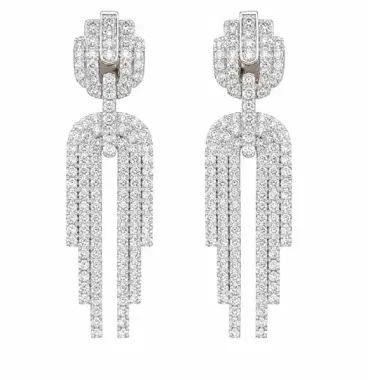 Wish Fine Jewelry 4.0ct Diamond 14K Gold Statement Cascade Earrings | Thumbnail 1