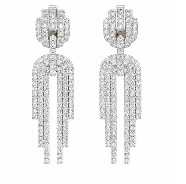Wish Fine Jewelry 4.0ct Diamond 14K Gold Statement Cascade Earrings