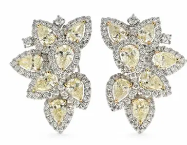 Wish Fine Jewelry 4.26ct Diamond 18K Gold Cocktail Flower Earring | Thumbnail 1