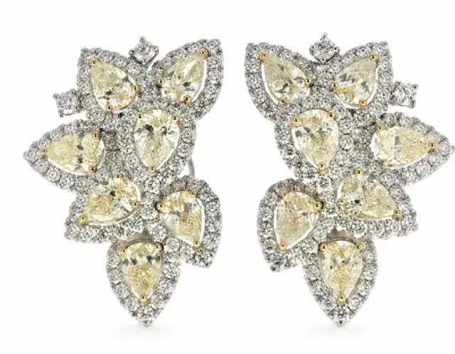 4.26ct Diamond 18K Gold Cocktail Flower Earring