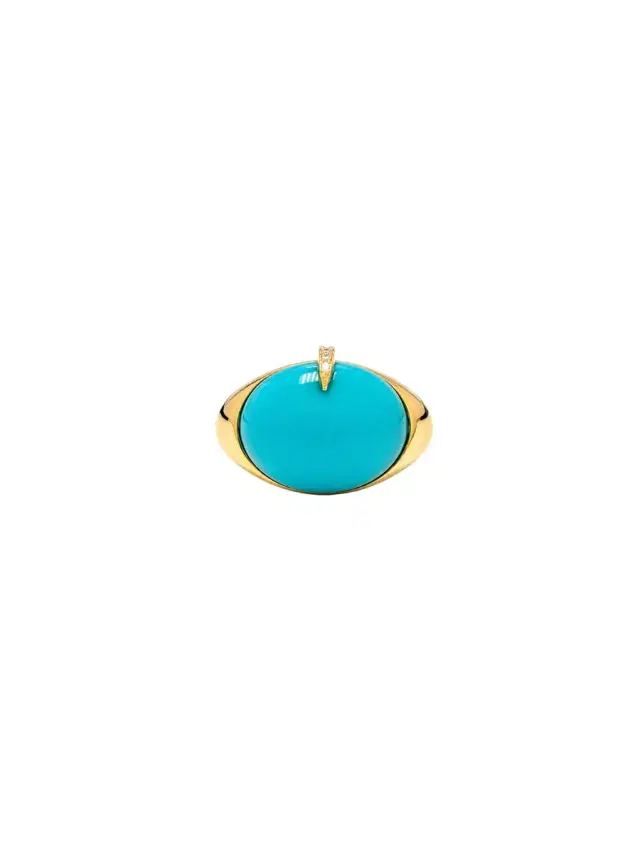 Wish Fine Jewelry 4.43ct Diamond Turquoise 18K Gold Halo Cocktail Ring