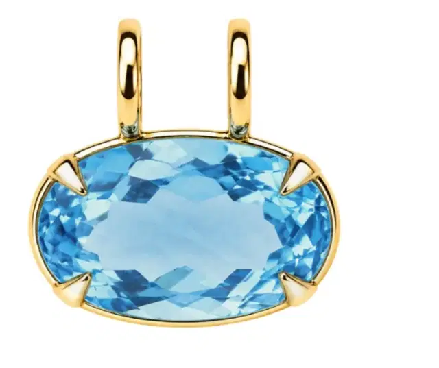 Wish Fine Jewelry 47.18ct Sky Blue Topaz 18K Gold Oval Statement Pendant
