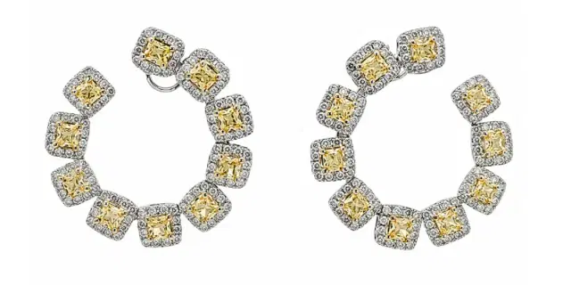 Wish Fine Jewelry 5.167ct Diamond 18K Gold Cluster Earrings