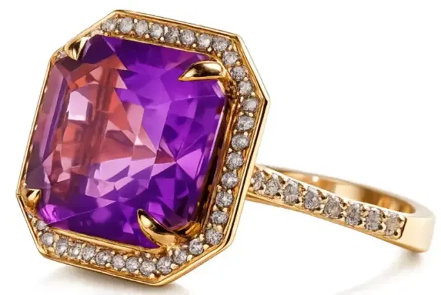 Wish Fine Jewelry 5.43ct Amethyst Diamond 18K Ring