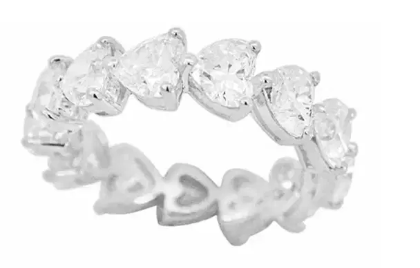 6.54ct Diamond 18K Gold Heart Eternity Ring