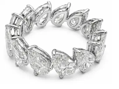 Wish Fine Jewelry 6.67ct Diamond 18K Gold Pear Eternity Ring | Thumbnail 1