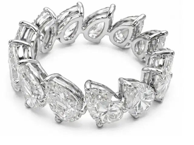 6.67ct Diamond 18K Gold Pear Eternity Ring