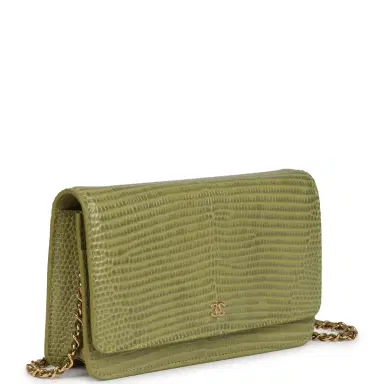 Chanel Chanel Wallet On Chain WOC Green Lizard Embossed Calfskin Gold Hardware | Thumbnail 2 Chanel Chanel Wallet On Chain WOC Green Lizard Embossed Calfskin Gold Hardware | Thumbnail 2