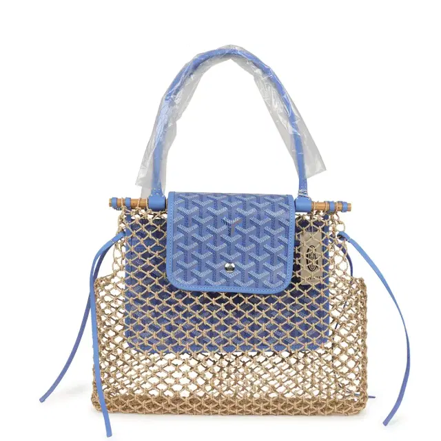 goyard Goyard Goyardine Canvas Iris Aligre Bag Raffia Net Palladium Hardware