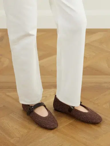 Aquazzura Loom Leather-trimmed Crochet Ballet Flats | Thumbnail 2 Aquazzura Loom Leather-trimmed Crochet Ballet Flats | Thumbnail 2