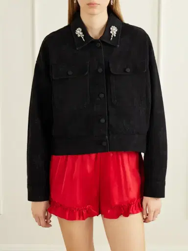 Simone Rocha Crystal-embellished Floral-print Denim Jacket | Thumbnail 3
